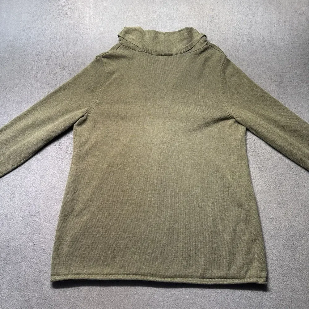 Eddie Bauer Womens XL Shawl Collar Sweater Olive Green Knit Pullover EUC